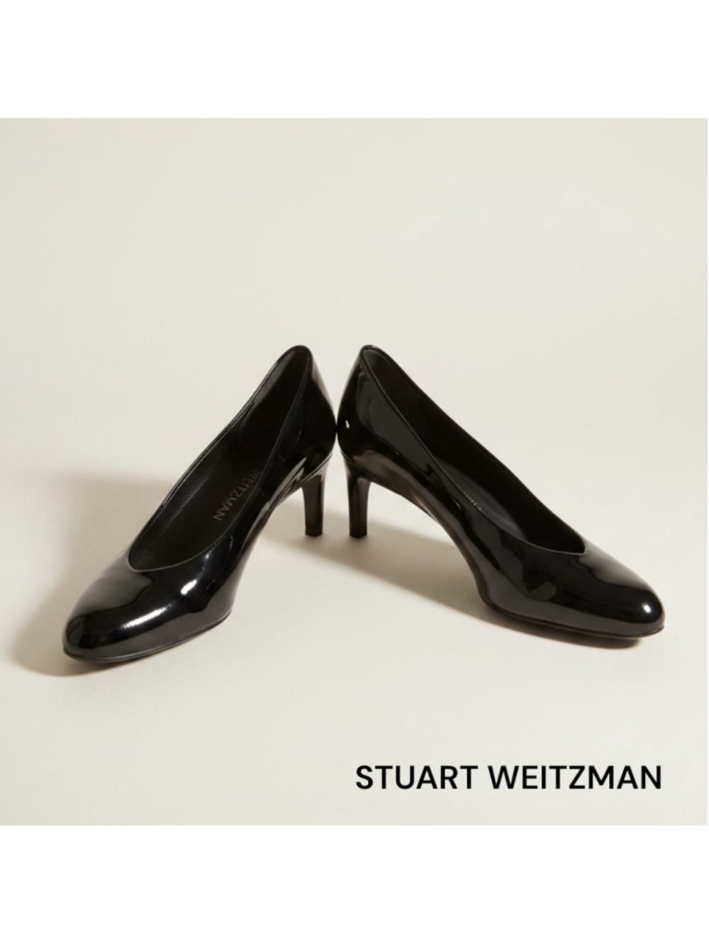 Women's Stuart Weitzman Classic Black Patent Leather Heels Shoes 4.5